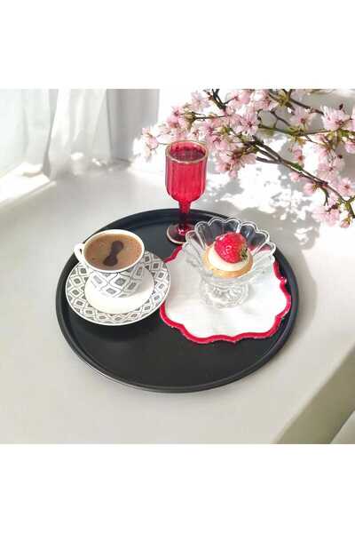 Genel Markalar Metal Tepsi 24 cm Metal Tabak 1 Adet Yuvarlak Çay Kahve Sunum ...