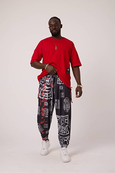 SUPERBLUE Men's Street Style Printed Bürümcük Sports Shalwar Trousers