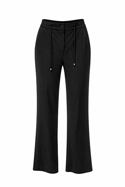 On Fashion Women's Lace-Up Waist Parachute Pants with Pockets - Black