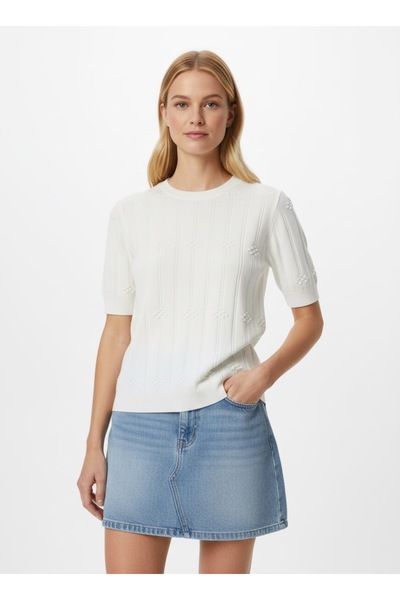 Arbucky Women's Crew Neck Short Sleeve Slim Knitwear Blouse