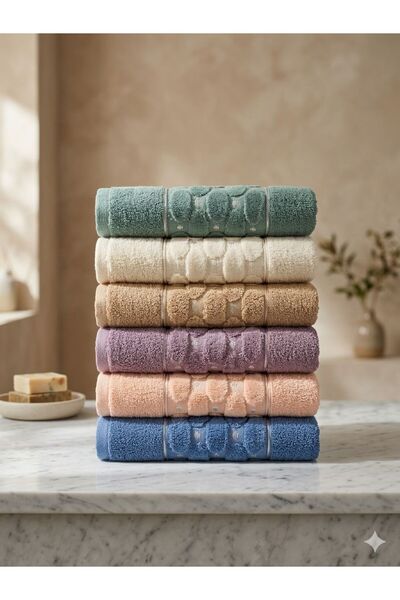 Constanza Exclusive Valire 6 Pieces Cotton Velvet Patterned Bath Towel / Hair...