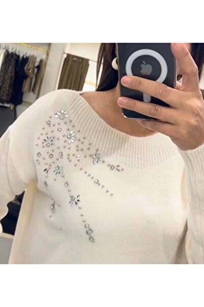 Qu Style KADIN TAŞ DETAYLI ŞIK KAZAK