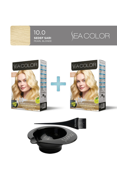 Sea Color 2'li Paket Set Saç Boyası 10.0 Sarı, Boya Tası ve Fırça Hediye!