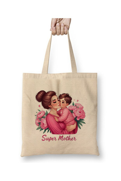 Toyaso Mother's Day Gift for Mothers White Cloth Bag Long Handle Shopping Bag...