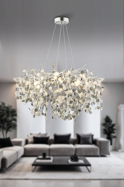 Apliqa Masal 80'lık Yuvarlak Krom Kristal Taşlı Modern, Oturma Odası, Salon A...