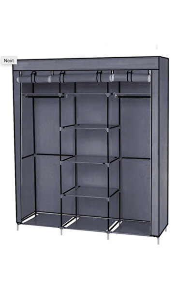 Amir Textile wardrobe with 3 compartments for clothes, zip closure, 130 x 45 ...