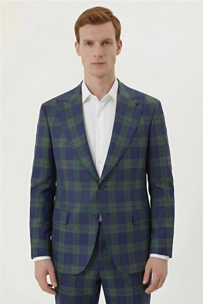 Sabri Özel Giotelli Green 6 Drop Polyester Viscose Blended Men's Suit Prnt