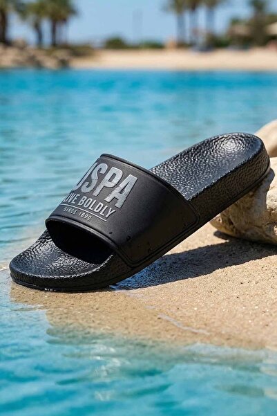U.S. Polo Assn. Ανδρικές μαύρες παντόφλες - Παντόφλες για πισίνα και παραλία ...