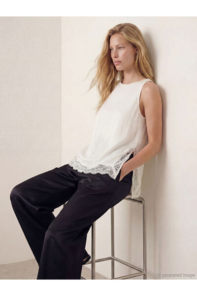 LC Waikiki Lace Detailed Satin Blouse
