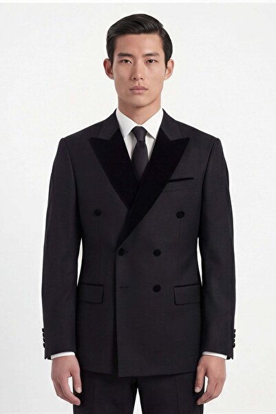 Giotelli Men's Viscose Blended 6 Drop Classic Black Suit