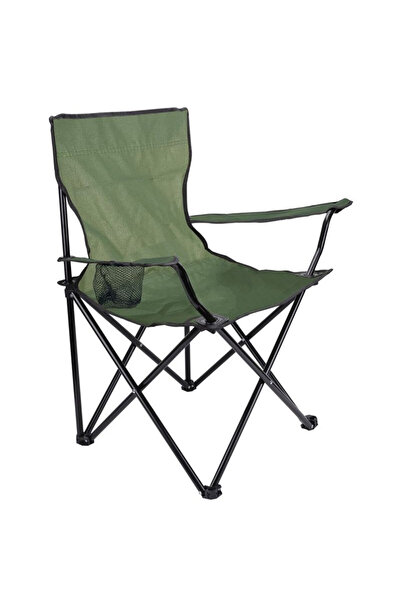 PROCART Camping chair, foldable and portable, cup holder, 50x82x80 cm, green