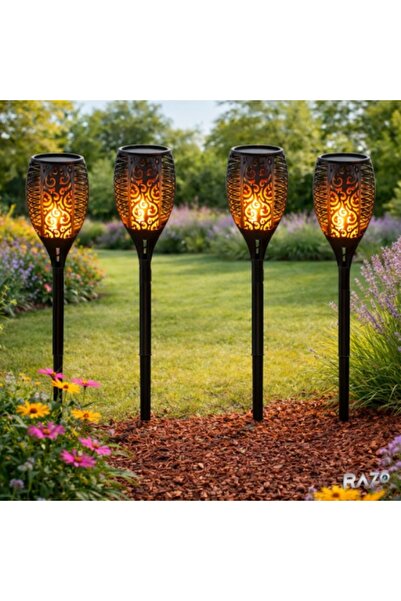 Razo Set de 4 lămpi solare LED cu efect de flacără