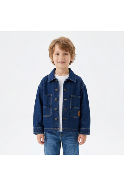 MARCO DONATELI Toddler Boys Dark Wash Denim Jacket – Button‑Front Casual Oute...
