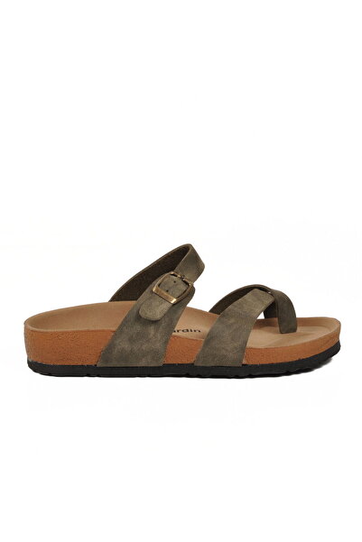 Pierre Cardin Khaki Double-Strapped Lightweight Women's Daily Slippers Pc-7547 Z