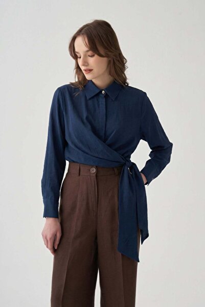 ALLDAY Indigo-Cuff Embroidery Detailed Shirt