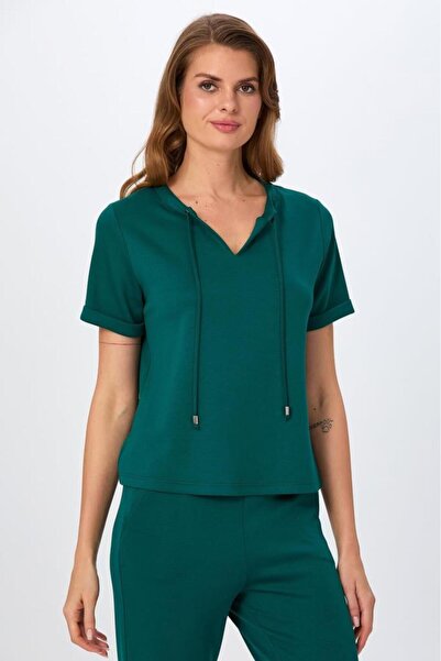 İKİLER Hakim Yaka Bağcıklı Kısa Kol S-Shirt 026-2112
