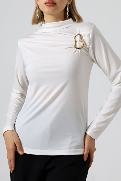 zenne Sandy Shoulder Buckle Blouse White - 2514