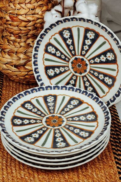 Tulü Porselen Tulu Porcelain 6 Pieces Porcelain Serving Plate - Set