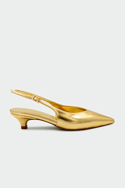 LAMİNTA حذاء نسائي بكعب عالٍ من Siento باللون الذهبي مع إبزيم