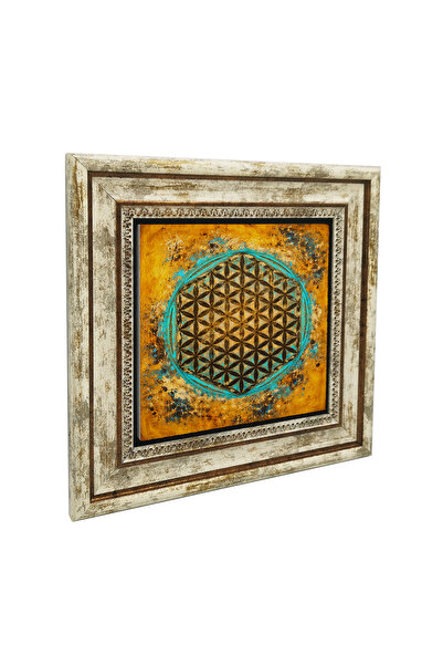 Sadrazam Flower of Life Symbol Printed Natural Stone Painting 25X251G-Flowero...