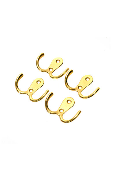 Lawazim خطاف مزدوج للملابس مكون من 4 قطع، ذهبي اللون - خطافات جدارية مزدوجة ا...