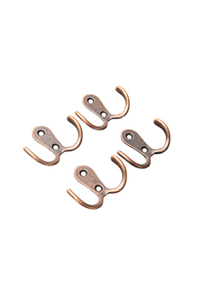 Lawazim خطاف مزدوج للملابس من 4 قطع، نحاس أحمر - خطافات جدارية مزدوجة الشفرات...