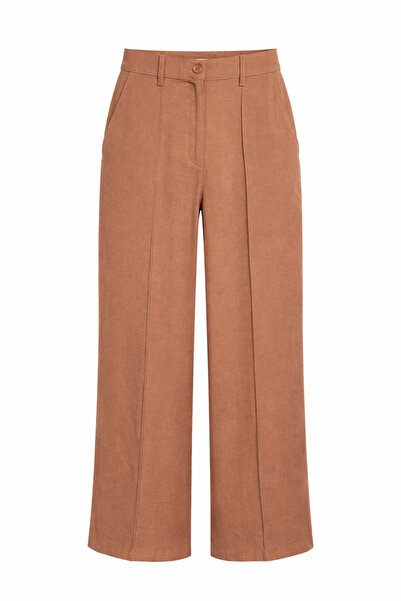 Mixray 4773 بنطلون بالازو نسائي مطوي باللون البني الفاتح