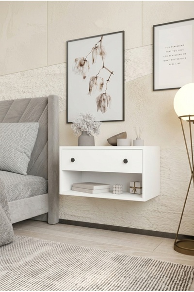 FOR WOMAN DESİGN Ahşap Komodin 1 Çekmeceli Açık Raflı Modern İskandinav Yan S...