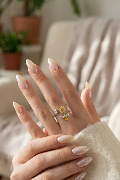 Alexis Carrel Adjustable Silver Stress Ring with Daisy Sunflower Figure