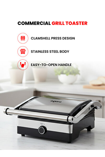 Ogera Commercial Grill Toaster 2000W | Clamshell Press, Non-Stick Grill Plate...