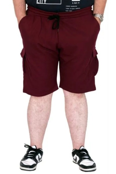 cusseli Big Size Men's Shorts Cargo Pocket Waffle 23500 Claret Red
