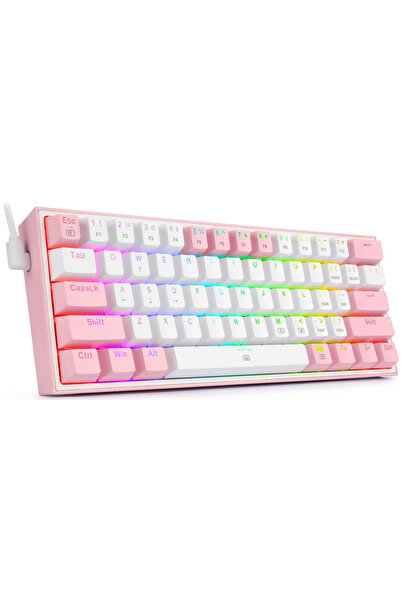REDRAGON Πληκτρολόγιο Gaming Μηχανικό Fizz, με φωτισμό RGB, Ενσύρματο, USB (Ροζ)
