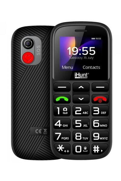 iHunt Комфортен мобилен телефон за възрастни хора (Черен)