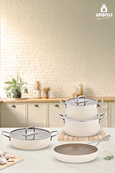 Amboss Sera Nova Deep & Shallow Pots and Pans Set - Latte