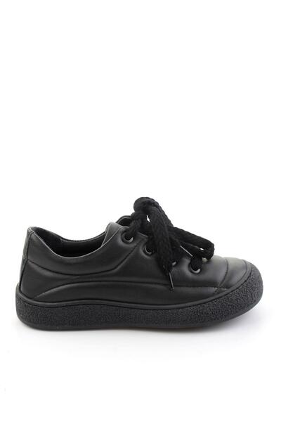 Bambi Siyah Hakiki Deri Kadın Sneaker K01331780903