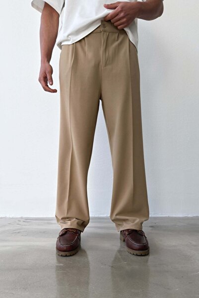 Flaw Wear Plisirane široke pantalone od tkanine od nerca