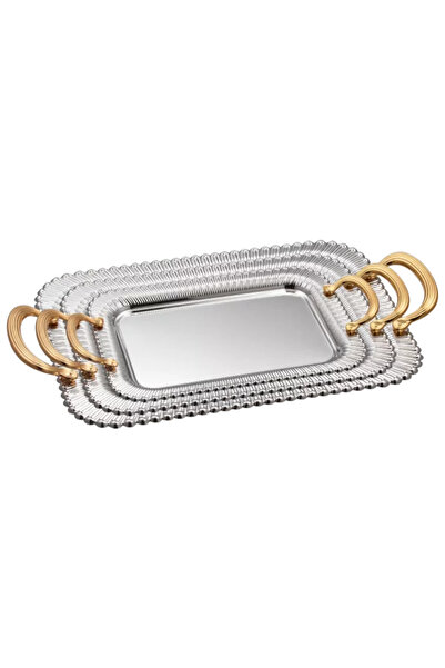 SAFA Stainless Steel Serving Tray Set. 3 Pieces. / 119940