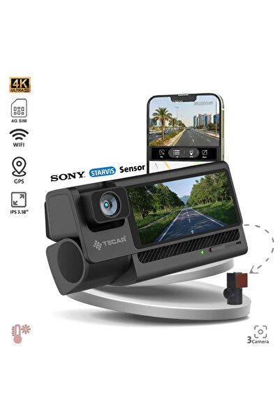 Tecar Te-D334G Tekar Dash Cam 3 Lens Sony Camera 4K Front Camera Fhd Rear Cam...
