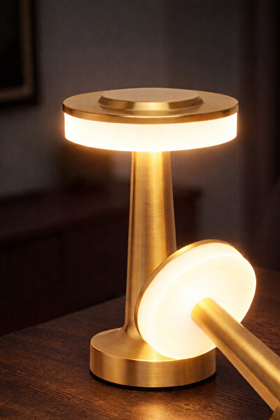 EXENAR Minimalist Metal Şarjlı Masa Lambası - Dokunmatik 3 Renk Ayarlı Dekora...