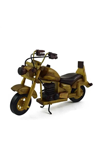 velve Ματσέτα Χάρλεϊ Μοτοσικλέτα Ρετρό από ξύλο, Καφέ-Κρεμ, 26x4x14εκ.