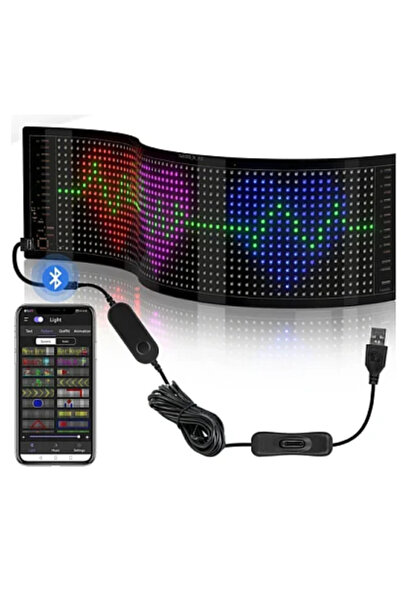 Ruan Panou auto cu afișaj LED flexibil RGB programabil de 150cm, cu Bluetooth...