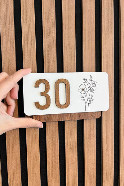 Personalized 3-Layer Flower Motif Decorative Door Number (9.5x17 cm)