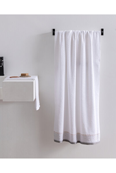 Madame Coco Alouette Cotton Bath Towel - White/Grey - 70X140 cm