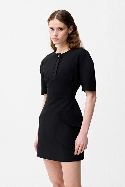 adL Cep Detaylı Kısa Kollu Elbise
