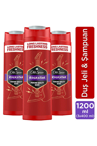 Old Spice Rockstar Erkek Duş Jeli ve Şampuan 400 ml x3
