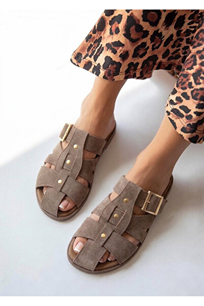 guijarro Women's Mink Buckle Detailed Genuine Suede Leather Very Soft Insole ...