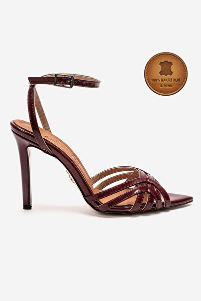 Ayakkabı Ateşi حذاء نسائي من الجلد الطبيعي بتصميم مفتوح من الأمام وكعب رفيع، ...