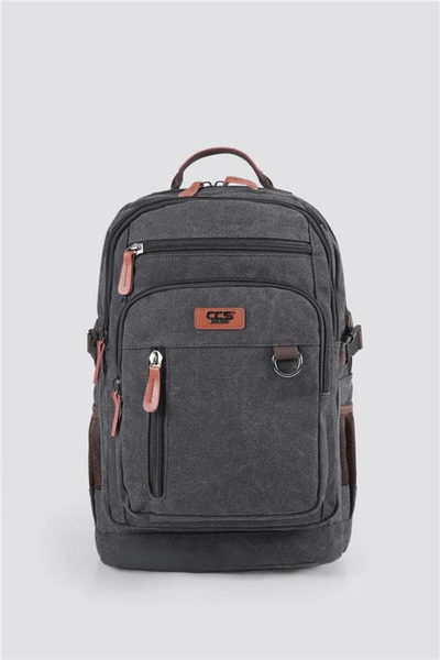 ÇÇS Black Unisex Canvas Fabric Large Volume Backpack 51451