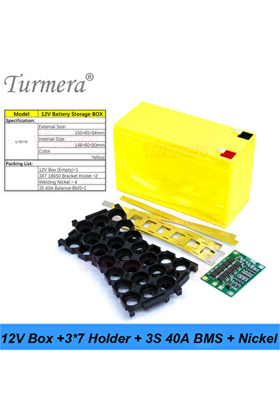 Choice Yellow BMS Nickel Turmera 12V 7Ah to 20Ah Battery Storage Box 3X7 1865...