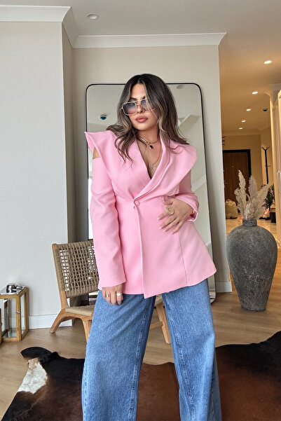 Sohotique By P Pencereli Omuz Detay Blazer Ceket şeker pembe